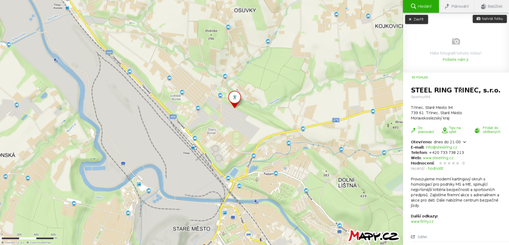 Mapa školy smyku Třinec - Borek Mapa Třince