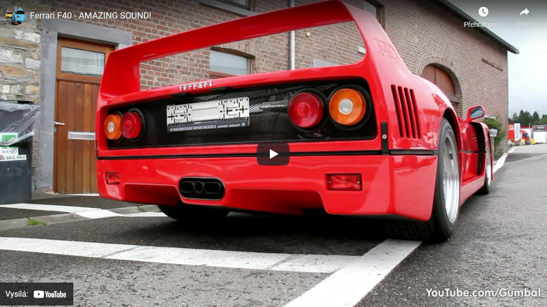 Ferrari F40 - historie Ferrari - Youtube uvodka