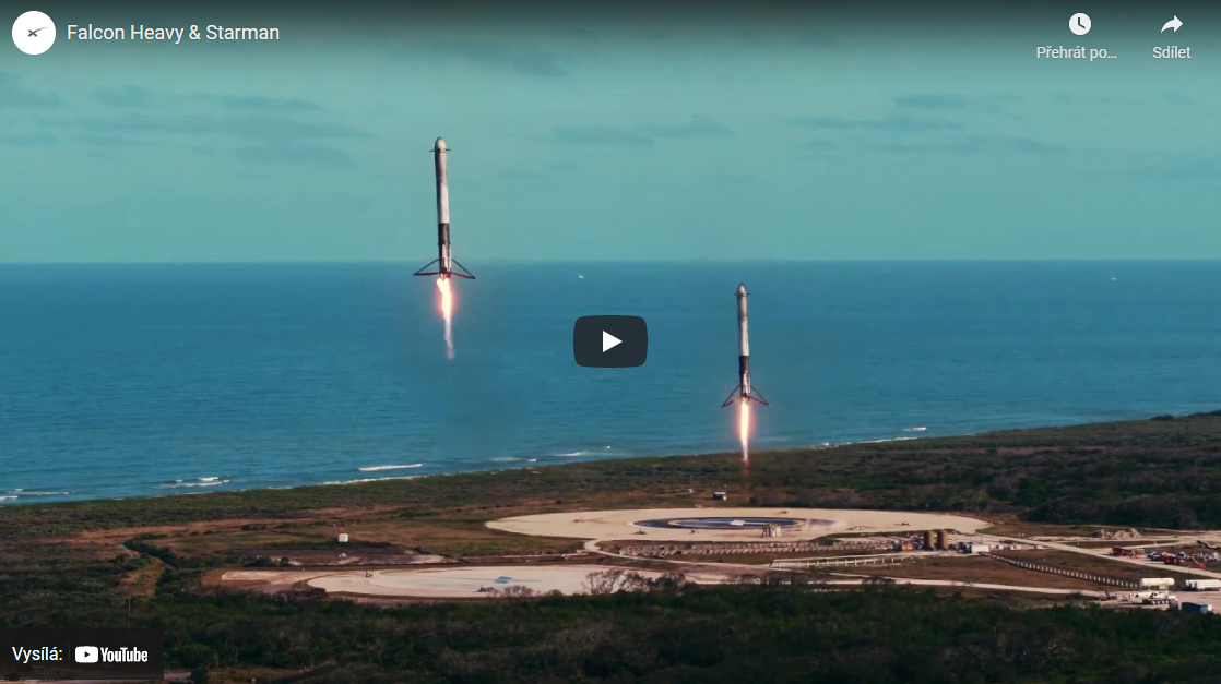 Falcon Heavy a Tesla Roadster - Youtube uvodka